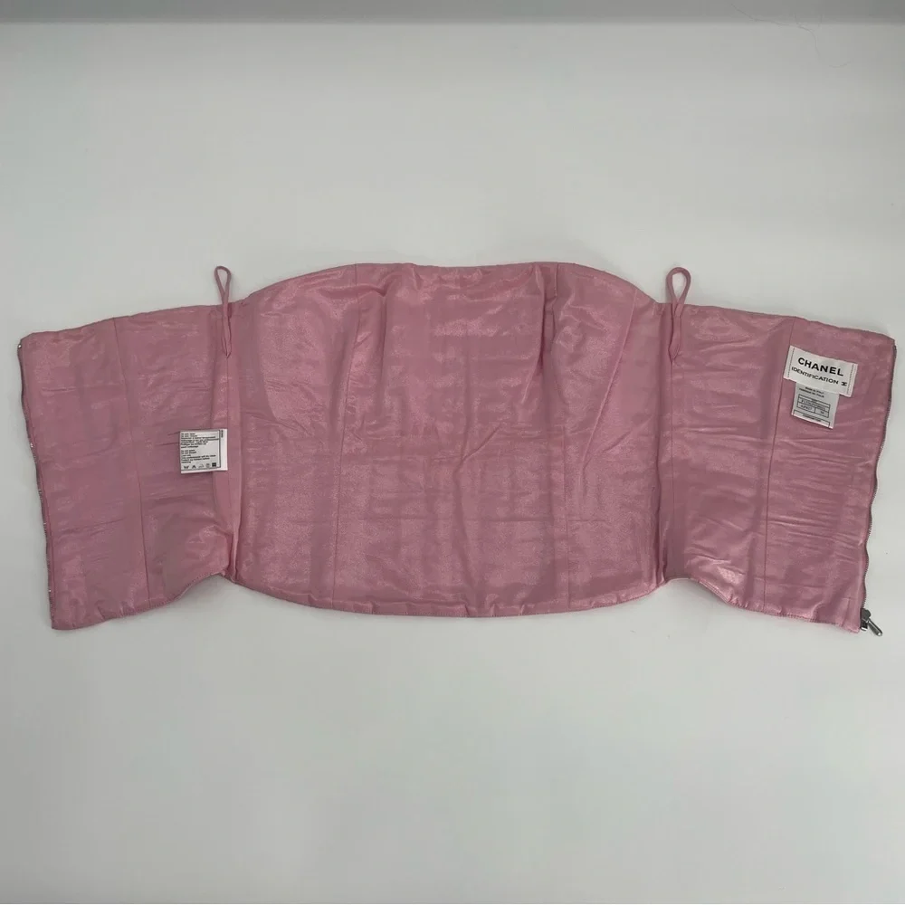 Vintage Chanel Bustier Corset Top Pink Quilted Strapless Spring 2001 Runway 38